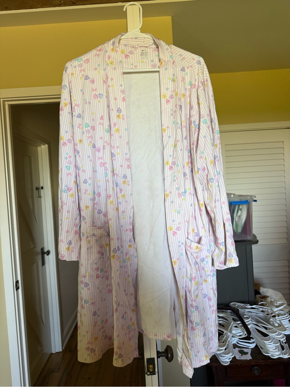 Roller Rabbit/Love Shack Fancy Striped Robe with Pastel Hearts